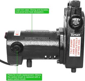 img 2 attached to 💧 Efficient 115V 1/2 HP Transfer Pump: High Pressure Water Transfer Pump with Suction Strainer, Brass Connectors, and Standard 3/4" Hose - Black