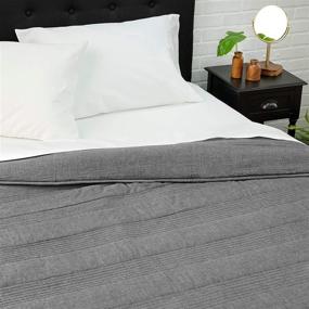 img 1 attached to Soft Textured Welhome Landon Modern Reversible Oversize Quilt Full/Queen Size - Heather Grey - 96&#34; x 96&#34; - Lightweight - Cotton Polyester Quilt for Extra Comfort and Style