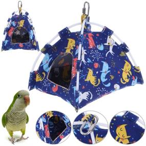 img 2 attached to 🐦 Winter Warm Bird Nest House Bed Hut Hanging Hammock Toy for Parakeet Cockatiel Cockatoo Conure Lovebird Budgie African Grey Amazon Macaw Eclectus Medium Large Parrot Cage Perch Stand - Keersi