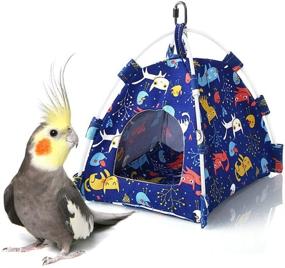 img 3 attached to 🐦 Winter Warm Bird Nest House Bed Hut Hanging Hammock Toy for Parakeet Cockatiel Cockatoo Conure Lovebird Budgie African Grey Amazon Macaw Eclectus Medium Large Parrot Cage Perch Stand - Keersi