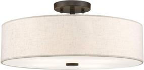 img 4 attached to Livex Lighting 4-Light Transitional Ceiling 💡 Mount Fixture with Oatmeal Color Fabric Shade