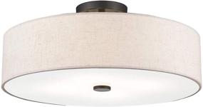 img 1 attached to Livex Lighting 4-Light Transitional Ceiling 💡 Mount Fixture with Oatmeal Color Fabric Shade