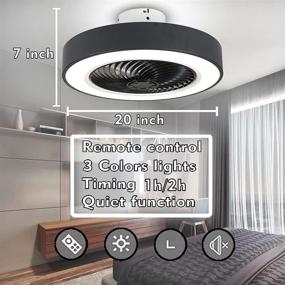 img 2 attached to 🌀 LCiWZ LED Ceiling Fan with Lights - 72W Dimmable with Remote Control - Adjustable Wind Speed - Modern Design for Bedroom, Dining, and Restaurant Rooms (20 inches)