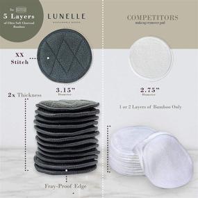 img 3 attached to 12 Pack Lunelle Charcoal Bamboo Reusable Makeup Remover Pads with Laundry Bag + Charcoal Konjac Sponge - Sustainable Gift Set of Reusable Cotton Face Pads for Makeup Removal