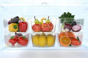 img 3 attached to 🏺 Simple Gourmet Refrigerator Organizer Storage Bins - Set of 6 | Stackable Clear Plastic Containers for Fridge, Pantry, & Kitchen Organization | Includes FREE Chalk Pen and Reusable Labels