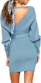 img 3 attached to Zonsaoja Sweater Bodycon Knitted Dresses Women's Clothing for Dresses