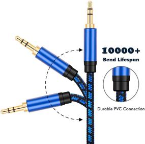 img 1 attached to 🔊 Кабель AUX высокого качества длиной 12 футов: NC XQIN Плетеный нейлоновый вспомогательный аудио-кабель 3.5 мм - совместим с автомобильными/домашними стереосистемами, колонками, iPhone, iPod, iPad, наушниками, Echo Dot, Beats и т.д.