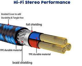img 2 attached to 🔊 Кабель AUX высокого качества длиной 12 футов: NC XQIN Плетеный нейлоновый вспомогательный аудио-кабель 3.5 мм - совместим с автомобильными/домашними стереосистемами, колонками, iPhone, iPod, iPad, наушниками, Echo Dot, Beats и т.д.