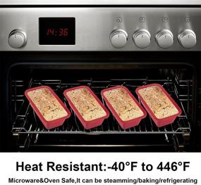 img 2 attached to NonStick Silicone Mini Loaf Pan Set of 4 - Easy Release Rectangle Cake Mold for Baking Bread, Brownies, and Toast