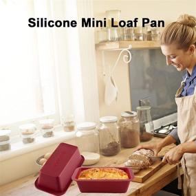 img 3 attached to NonStick Silicone Mini Loaf Pan Set of 4 - Easy Release Rectangle Cake Mold for Baking Bread, Brownies, and Toast