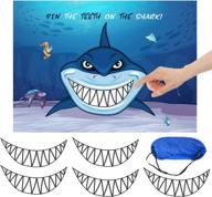 🦈 shark party supplies, shark theme kids under the sea/pool/beach birthday/baby shower party decorations, pin the teeth on the shark, shark party games, 15 pcs shark teeth supplies логотип