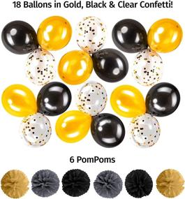 img 1 attached to 2021 Graduation Party Supplies Kit - 45pc - Black &amp; Gold Graduation 🎓 Decorations 2021 Balloons, Props, Graduation Banner, Pompoms, Swirls - Value Pack for The Graduate
