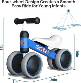 img 3 attached to 🚲 YGJT Baby Balance Bikes- Anti-Drop Indoor Baby Walker, First Bike Birthday Gift for 1 Year Old Boys Girls (10-24 Months), Blue