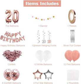 img 1 attached to 🎉 Stunning HAPYCITY 20th Birthday Decorations Balloons (55 pack) - Rose Gold 20 Number Balloons for Her - Create the Perfect Birthday Party Atmosphere!