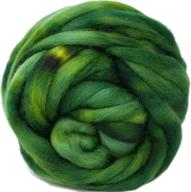 🧶 hand dyed wool roving: ultra soft bfl combed top, pre-drafted for easy hand spinning. artisanal fiber for felting, weaving, wall hangings, and embellishments. 1 ounce. hunter green logo