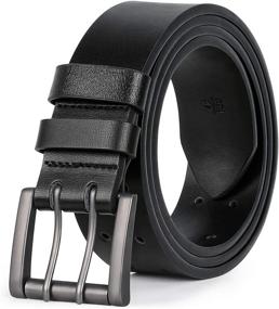 img 4 attached to 👖 Heavy Grommet Double Prong Leather Men's Belt Accessories