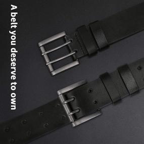 img 2 attached to 👖 Heavy Grommet Double Prong Leather Men's Belt Accessories