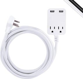 img 4 attached to Русский перевод данного заголовка продукта: "GE Pro USB Зарядка 12 футовая удлинительная розетка с защитой от перенапряжения, плоский вилка, 3-х контактная, 2 розетки, 2 порта USB, 2.4 Ампера, 12 Вт, 250 Джоулей, крепление на стену, UL Утверждено - Белый (32089)