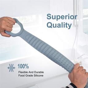 img 3 attached to 🚿 Giro Silicone Back Scrubber with Hook - 35.4'' Double-Sided Exfoliating Brush for Shower and Bath – Gray