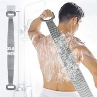 🚿 giro silicone back scrubber with hook - 35.4'' double-sided exfoliating brush for shower and bath – gray logo