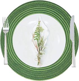 img 2 attached to 🍽️ Enhance Your Dining Décor with Allydrew Woven Round Placemats in Green