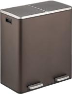 mdesign modern 60l divided metal step trash can - bronze, bathroom, kitchen, office logo