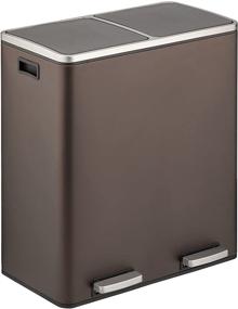 img 4 attached to mDesign Modern 60L Divided Metal Step Trash Can - Bronze, Bathroom, Kitchen, Office