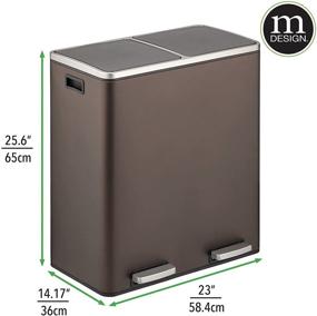 img 3 attached to mDesign Modern 60L Divided Metal Step Trash Can - Bronze, Bathroom, Kitchen, Office