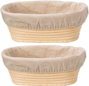 img 4 attached to 🥖 DoYolla 10-Inch Oval Shaped Dough Proofing Baskets Set of 2 with Liners - Ideal for Sourdough Bread Baking at Home or Professional Use