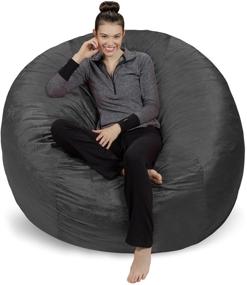 img 4 attached to 🪑 Ultra Comfortable and Stylish Charcoal 6' Sofa Sack Bean Bag Chair - Perfect for Kids, Teens, and Adults