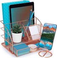 stylish and functional rose gold desk organizer set with matching cellphone stand 🌹 - ideal for women and girls - includes large drawer for office stationery and accessories логотип