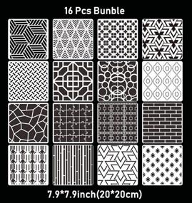 img 3 attached to 16-Piece Geometric Honeycomb Stencils Set for Creative Art Painting, Drawing, Scrapbooking, Tracing, DIY Furniture, Wall, Wood Floor Decor - 7.9x7.9 Inch