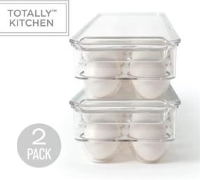 img 2 attached to 🥚 Clear Plastic Egg Holder with Lid & Handles - BPA Free Fridge Organizer, 14 Egg Tray, Refrigerator Storage Container (2 Pack)