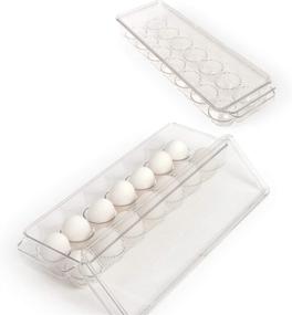 img 4 attached to 🥚 Clear Plastic Egg Holder with Lid & Handles - BPA Free Fridge Organizer, 14 Egg Tray, Refrigerator Storage Container (2 Pack)