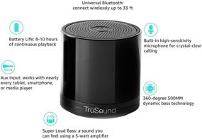 img 3 attached to 🔊 TruSound T2 Портативная акустическая система Bluetooth - Беспроводные динамики с выходной мощностью 5 Вт и аккумулятором на 10 часов работы со встроенной зарядкой - Универсальное подключение без проводов на расстоянии до 33 футов (Черный)