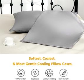 img 2 attached to 🌬️ Bedemu 100% Cotton Cooling Grey Pillowcases with Hidden Zipper - Queen Size, Set of 2 - Soft and Cozy Pillow Covers (Pillow Case) – 600 Thread Count, 20 x 30 Inches - 2 Pack