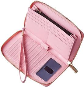 img 1 attached to 🌈 Casmonal Women's RFID Blocking Large Capacity Wallet, Super Fiber Leather Zip Around Wristlet Purse with Credit Card Slots (Rainbow)