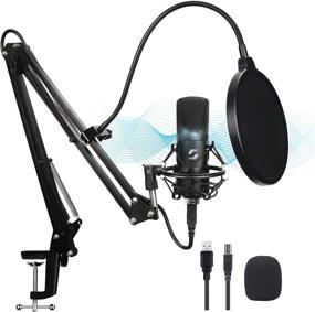 img 4 attached to Professional USB Microphone Kit for Gaming, YouTube Video, Music Recording, Voice Over, Karaoke, Studio Mic Bundle with Adjustable Arm Stand and Shock Mount - Ideal for Streaming and Podcasting on PC