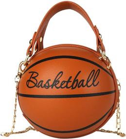 img 1 attached to 🏀 QiMing Basketball Tote Handbags, PU Mini Spherical Shoulder Bag for Girls and Women