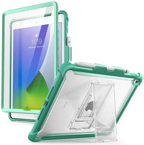 img 4 attached to 📱 i-Blason Ares Case: Full-Body Green iPad 9th/8th/7th Gen & iPad 10.2 2021/2020/2019 Case with Built-in Screen Protector, Kickstand & Pencil Holder