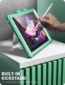 img 1 attached to 📱 i-Blason Ares Case: Full-Body Green iPad 9th/8th/7th Gen & iPad 10.2 2021/2020/2019 Case with Built-in Screen Protector, Kickstand & Pencil Holder