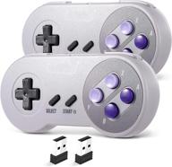 🕹️ saffun 2 pack retro usb super nes controller - wireless 2.4 ghz | compatible with windows pc mac linux raspberry pi retropie | purple/gray логотип