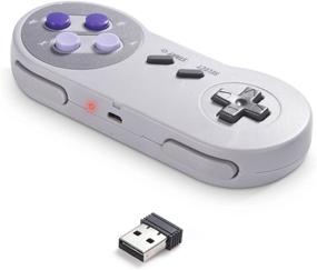 img 2 attached to 🕹️ SAFFUN 2 Pack Retro USB Super NES Controller - Wireless 2.4 GHz | Compatible with Windows PC MAC Linux Raspberry Pi Retropie | Purple/Gray