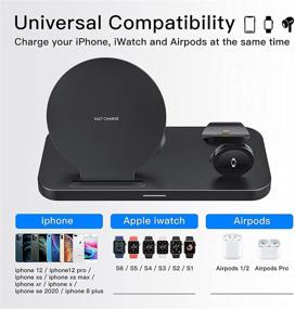 img 2 attached to 🔌 Fast Qi-Certified 3-in-1 Wireless Charging Station for iPhone/iWatch/Airpods - Compatible with iPhone 12/11 Pro Max/XR/XS/X, iWatch 6/Se/5/4/3/2, AirPods Pro/1/2