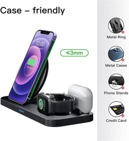 img 1 attached to 🔌 Fast Qi-Certified 3-in-1 Wireless Charging Station for iPhone/iWatch/Airpods - Compatible with iPhone 12/11 Pro Max/XR/XS/X, iWatch 6/Se/5/4/3/2, AirPods Pro/1/2