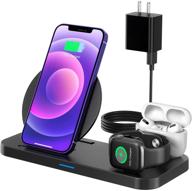 🔌 fast qi-certified 3-in-1 wireless charging station for iphone/iwatch/airpods - compatible with iphone 12/11 pro max/xr/xs/x, iwatch 6/se/5/4/3/2, airpods pro/1/2 logo