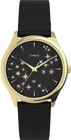 img 4 attached to ⌚ Стильные женские часы Timex Starstruck 32 мм - элегантный чехол розового золотого тона, белый циферблат и изысканный серый кожаный ремешок.