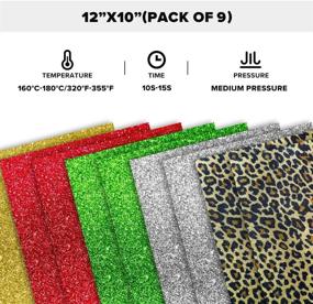 img 1 attached to 🐵 Transformonkey Glitter HTV Leopard Vinyl Bundle - 9 Pack | 12"x10" Sheets | General Thickness, 5 Color Assortment