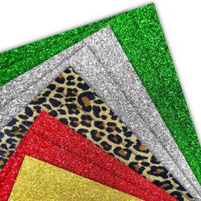 img 2 attached to 🐵 Transformonkey Glitter HTV Leopard Vinyl Bundle - 9 Pack | 12"x10" Sheets | General Thickness, 5 Color Assortment