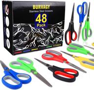 48 pack burvagy scissors: 8-inch soft grip, stainless steel blades for efficient cutting of paper, fabric, photos logo